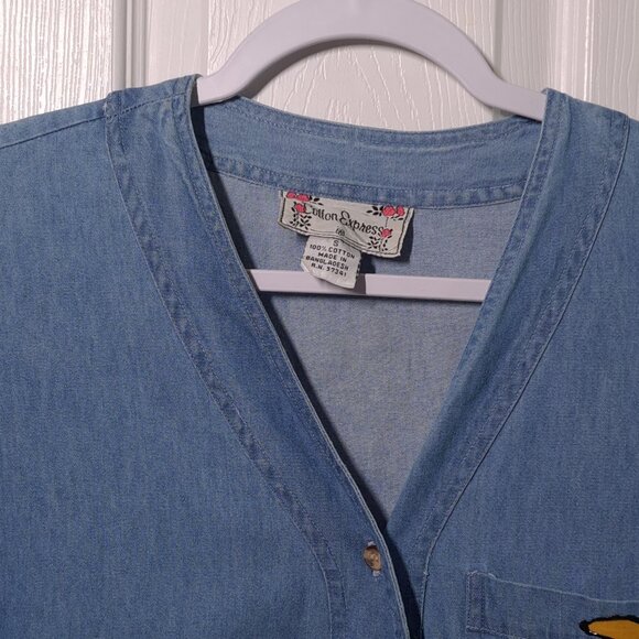 VINTAGE Painter Goofy USED Women's Jersey Shirt (S, Denim, Handmade, Disney) PM - Picture 4 of 11